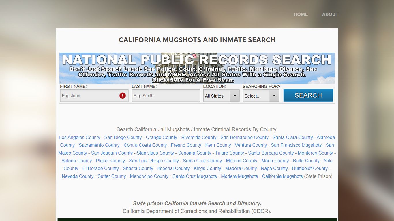 California Mugshots and Inmate Search - FREEPEOPLESCAN.COM